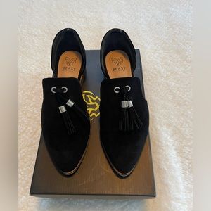 Black suede loafer